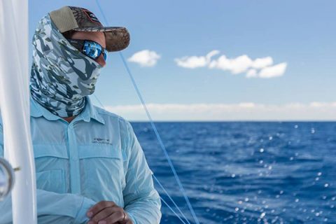 Hooksetter Shirt and Fish Head Neck Gaiter