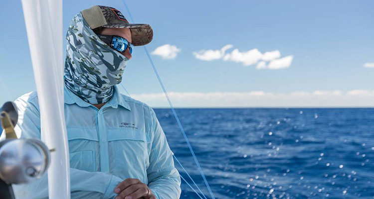 Hooksetter Shirt and Fish Head Neck Gaiter