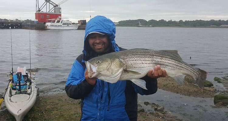 Jorge Boror with a nice Rhode Island kayak bass