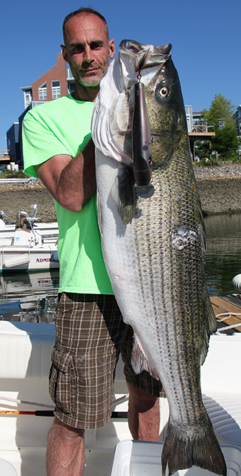 James Steinwachs with the Striper Shootout wiinning 51-pounder.