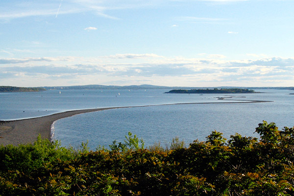 The expansive southwest view from the rise of the high north bluff at Great Brewster