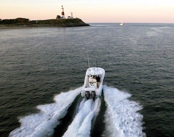 The Davis hull is designed to cut through big seas, slicing through waves instead of pounding.