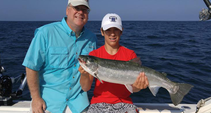 Sen. Thomas O'Mara with his 15 year old son, Thomas, fishing out of Olcott.