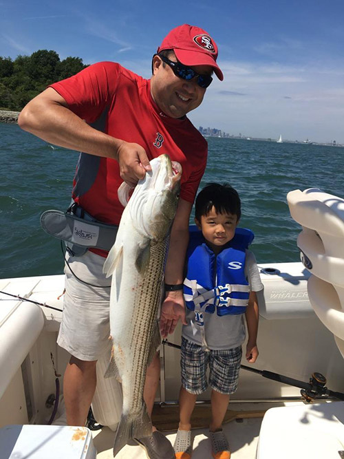 Yaz and Jun picked up this striper along the South Shore this week.