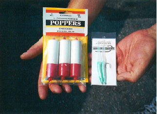 Catching an Casting poppers and sand eel teasers are a great combination.