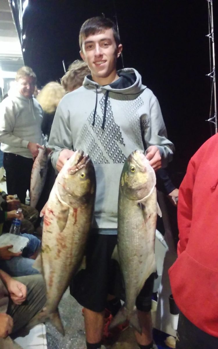 Big blues have been biting well in the Mud Hole, and customers on the Norma K III have been cashing in.