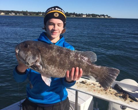 Michael Ulitsch’s 15-year-old son Michael caught this 13-pound tautog on opening day of the season in Niantic, CT.