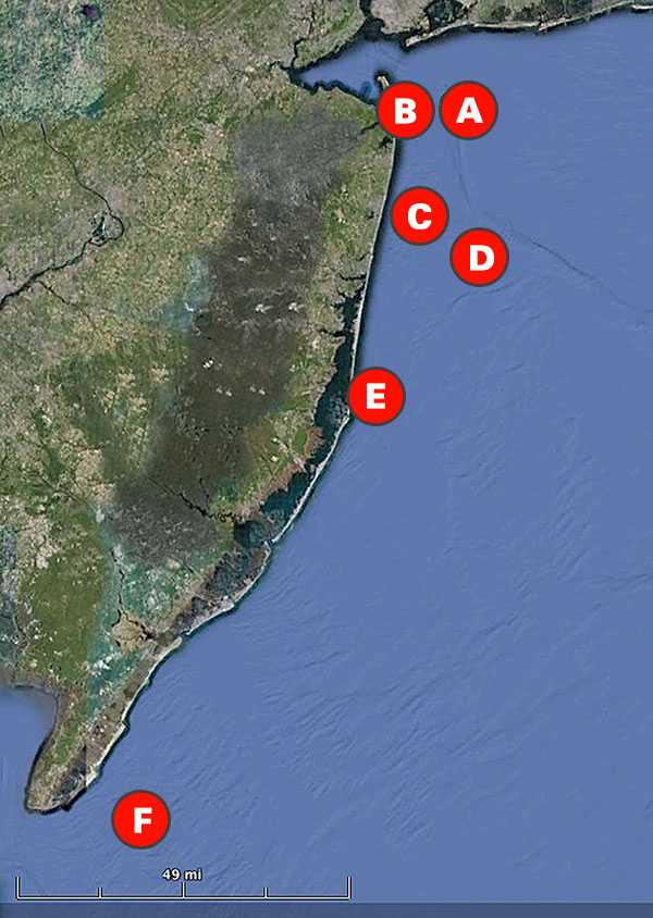New Jersey bottom fishing map