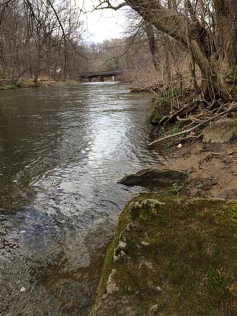 The stream levels have risen recently in Bushkill Creek