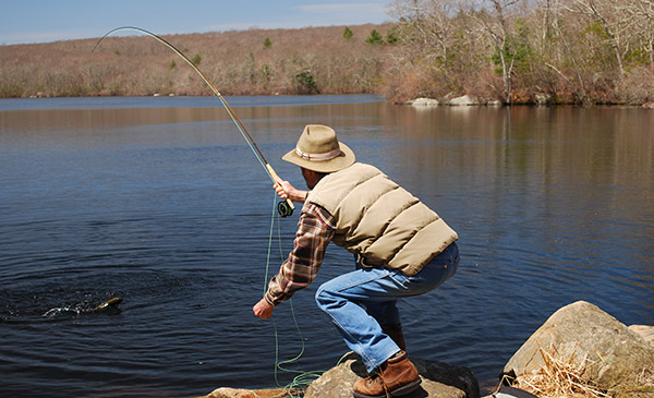Try to keep the rod bend fairly slight by angling the tip toward the fish. This puts the pressure on the rod butt, which has a surprising amount of power for such a light rod.