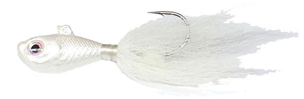 S & S Rattletail Bucktail in pearl color 