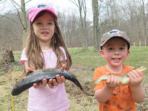 Siblings Leah, 5, and Andy, 3, out for MYD on Saturday.&nbsp; They had a blast and each caught their first two trout!