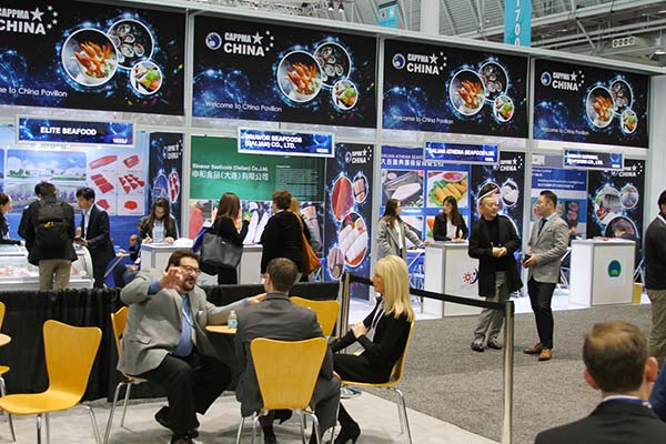 The expo hosts miles of booths and displays featured a dizzying array of seafood from around the world.