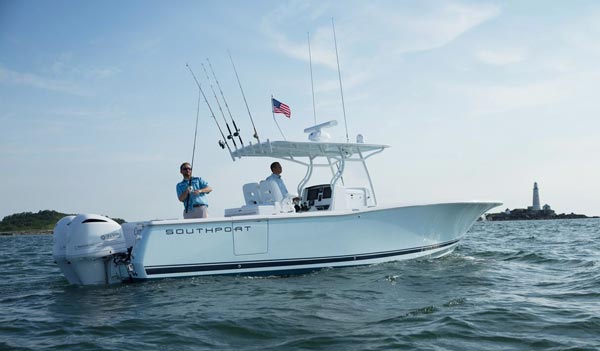 Insulated in-deck 6-foot, 75-gallon fishbox/dry storage, under-bench seat forward insulated storage lockers with drainage, and optional dive door make the 33 FE an excellent fishing boat.