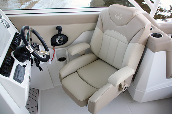 Reclining captain's chair with flip up armrests