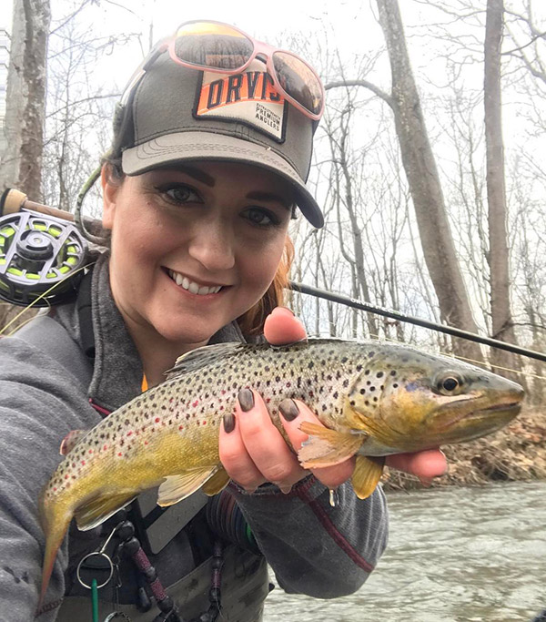 Tracey McAfoos recently this beautiful Brown Trout while fishing with her boyfriend Rich Ferrara.