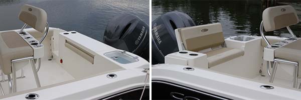 Cobia 220 hidden rear seat with flip up backrest