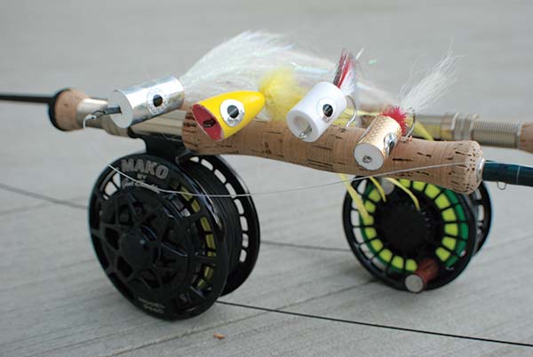 When bass are blitzing on bait, big topwater flies can be effective.