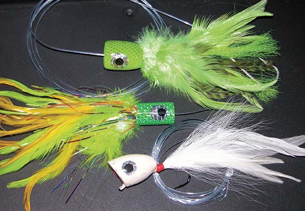 A large banger or chugger fly can make a big commotion, triggering reaction strikes from trophy stripers.