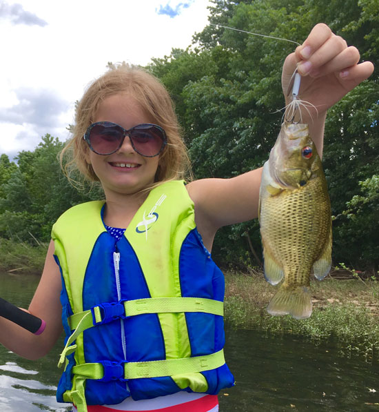 Evangeline caught a Rock Bass
