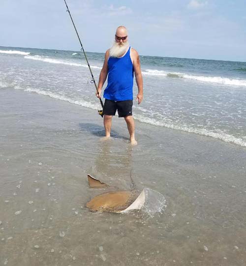 Surf anglers are still getting a good number of big Rays off the beach along with an occasional Brown or Sand Tiger shark at night.