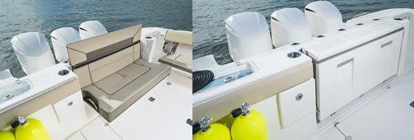Pursuit DC36 Foldaway transom seating