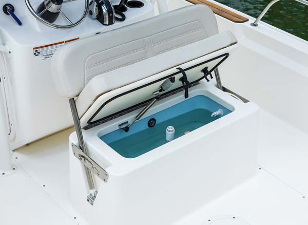 Montauk includes an integrated forward fishbox/storage compartment