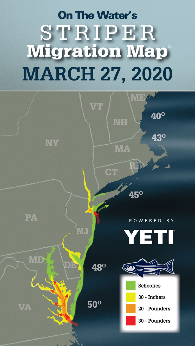 Striper Migration Map March 27, 2020