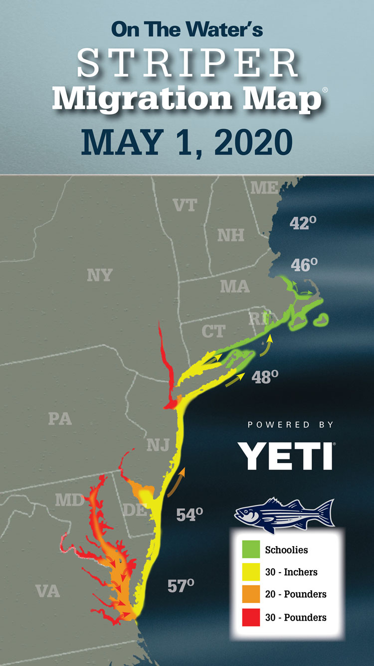 Striper Migration Map May 1, 2020