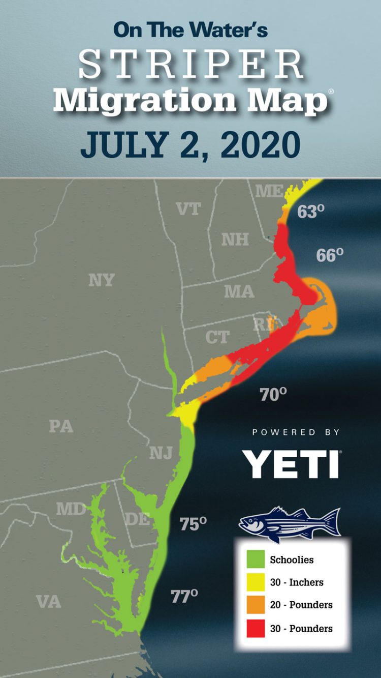 Striper Migration Map - July 2, 2020