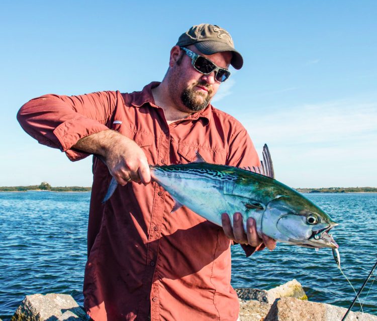 On The Water Design Director, Andy Nabreski, with a shore albie.