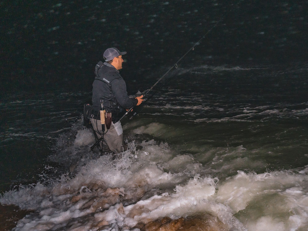 surf fisherman in rough seas
