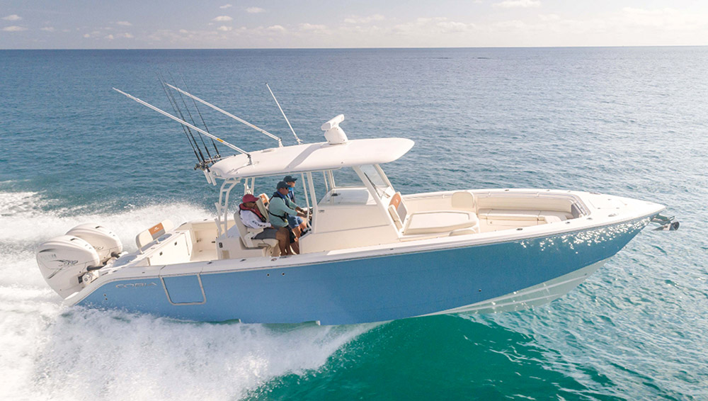 Cobia 350 CC cockpit controls