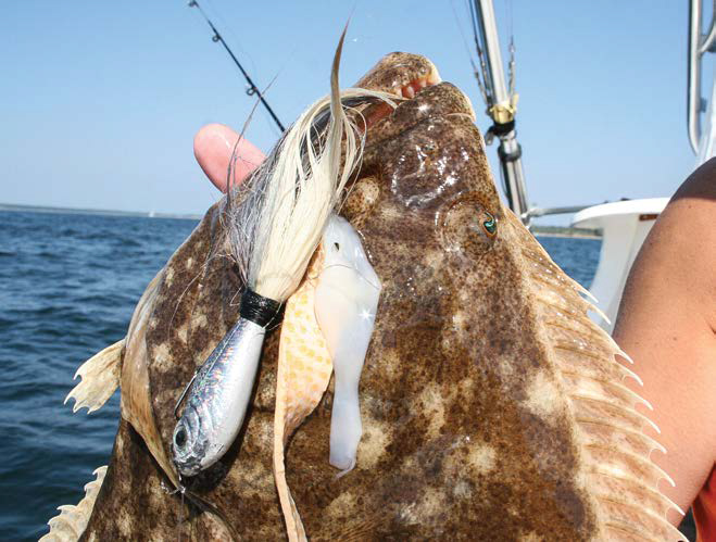 When using bucktail jigs, look for ones that are sparsely tied; they will hold bottom better.