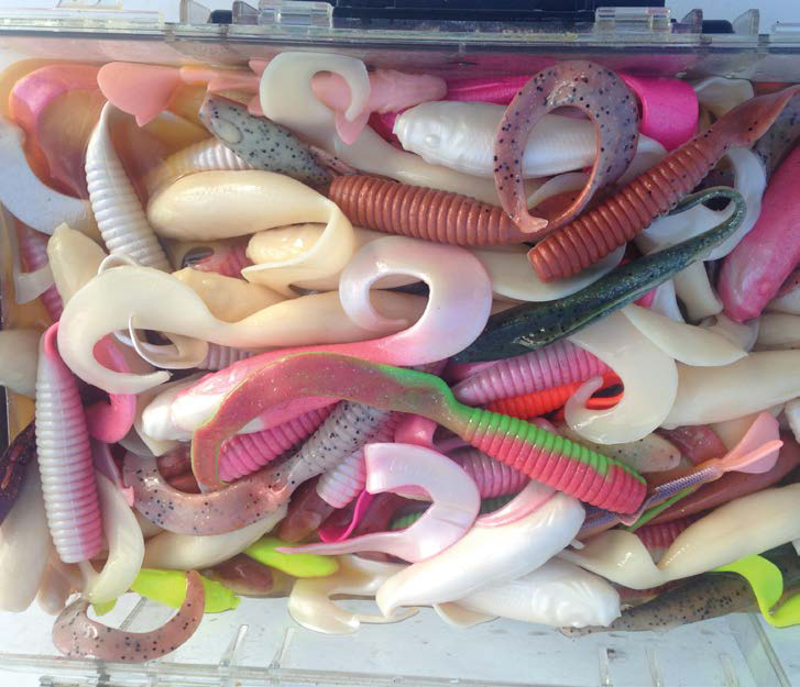 The most popular varieties of Berkley Gulp among fluke bucktailers are the 6-inch Grubs and the 4-to-6-inch Swimming Mullets.