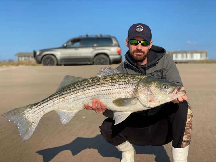 Matt Heckman with a 28-pound bass caught in the Hamptons.