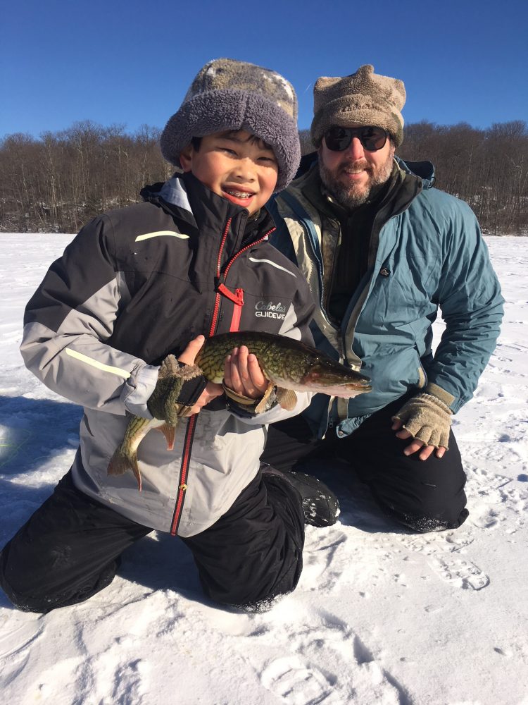 This pickerel was one of many caught by Oliver and Anthony Licata during a fun day on the New Jersey ice.