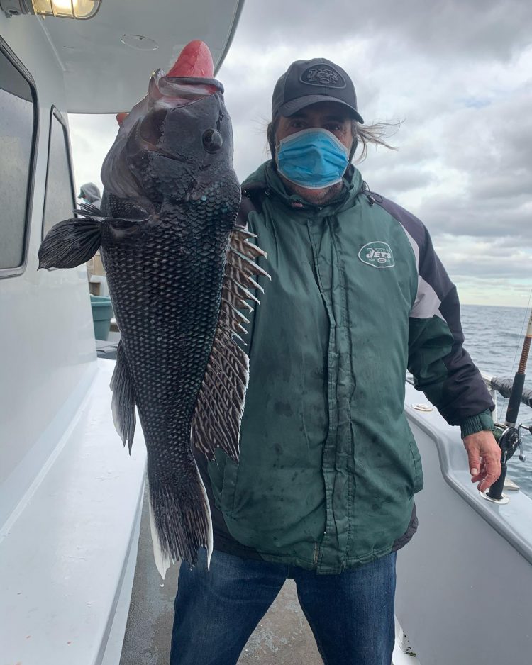 2 weakfish and a black sea bass caught on the Laura Lee.