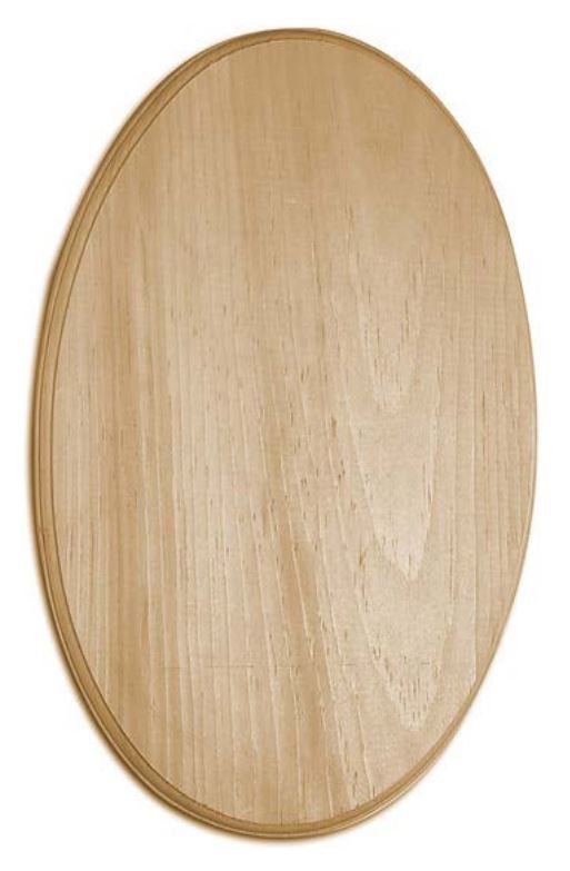 Pre-made wooden mounting plaques like this one can be used for the base. They can be found at most craft stores, and cost only a couple dollars.