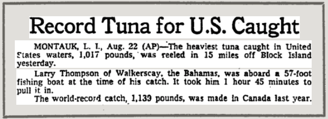New York bluefin tuna record