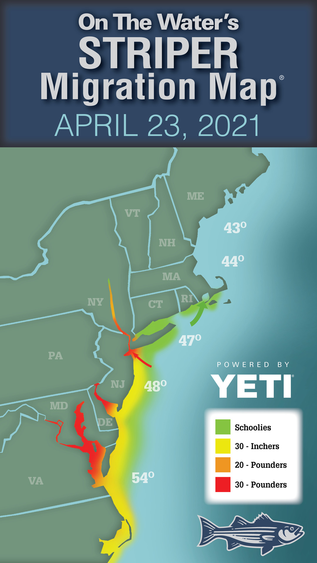 Striper Migration Map 04-23-2021