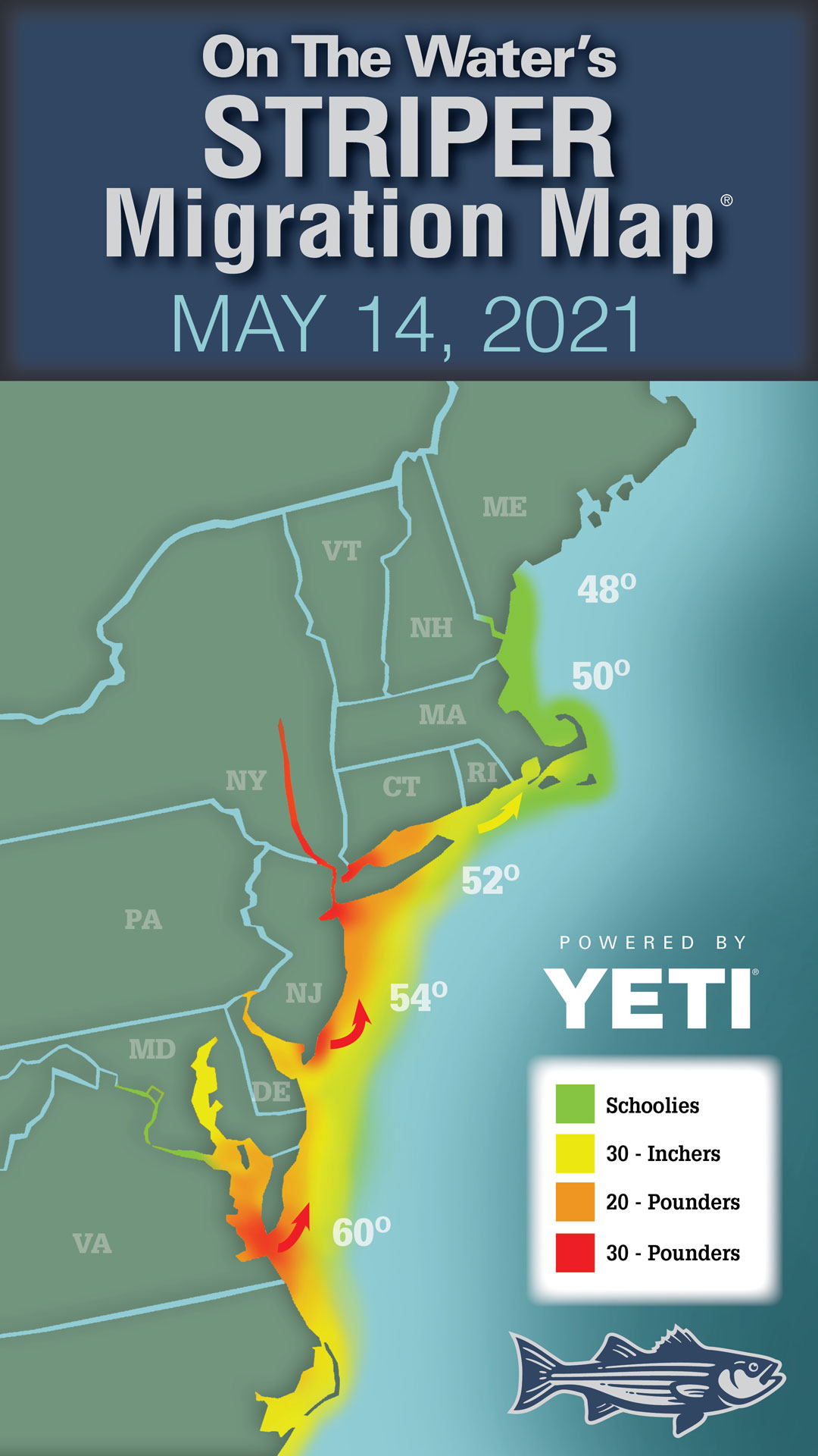 2021 Striper Migration Map May 14, 2021
