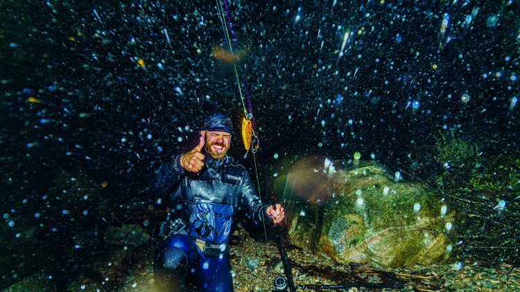 Fishing in a rainstorm