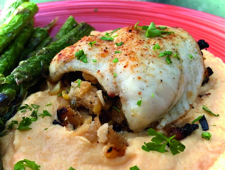 Corn and Apple Stuffed Flounder