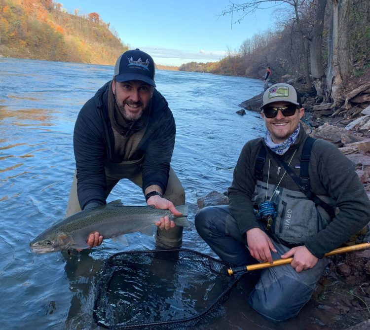 Matt Rand and guide Nick Sagnibene with steelhead