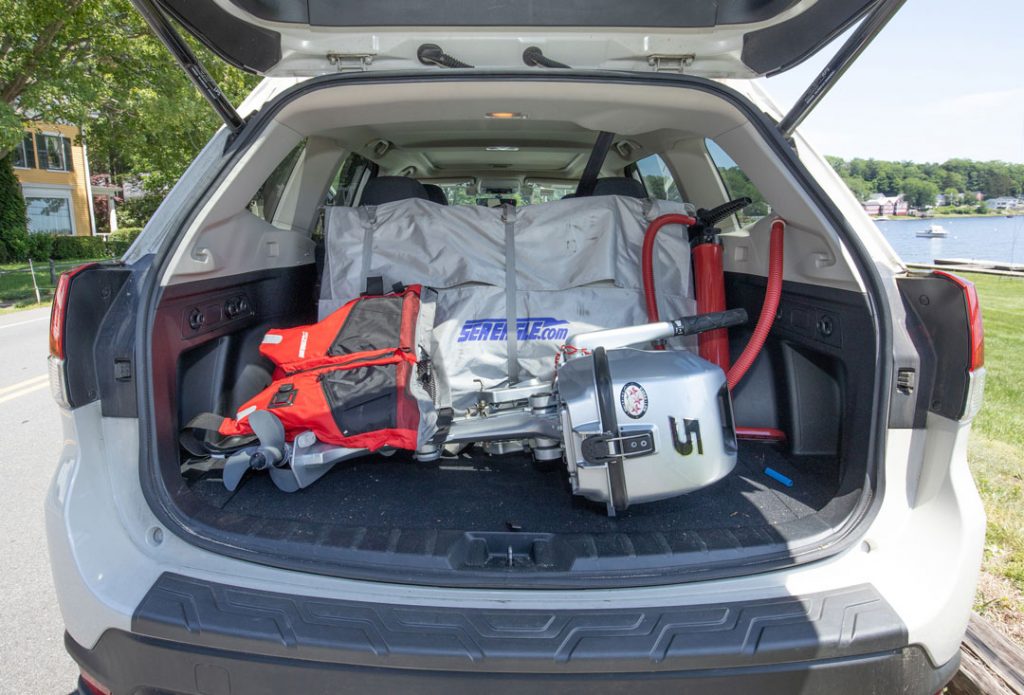 Sea Eagle 437 PaddleSki in car trunk