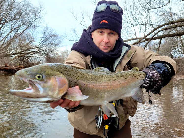 Bill from Burt shows off a steelhead