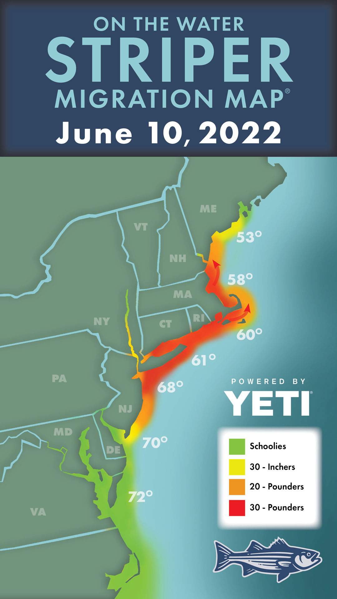 Striper Migration Map 2022-6-10