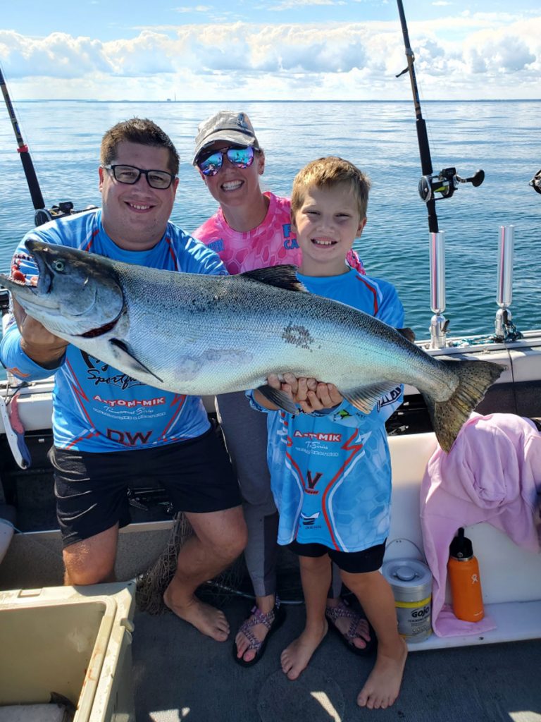 Ben, Heather and Leo Stern salmon