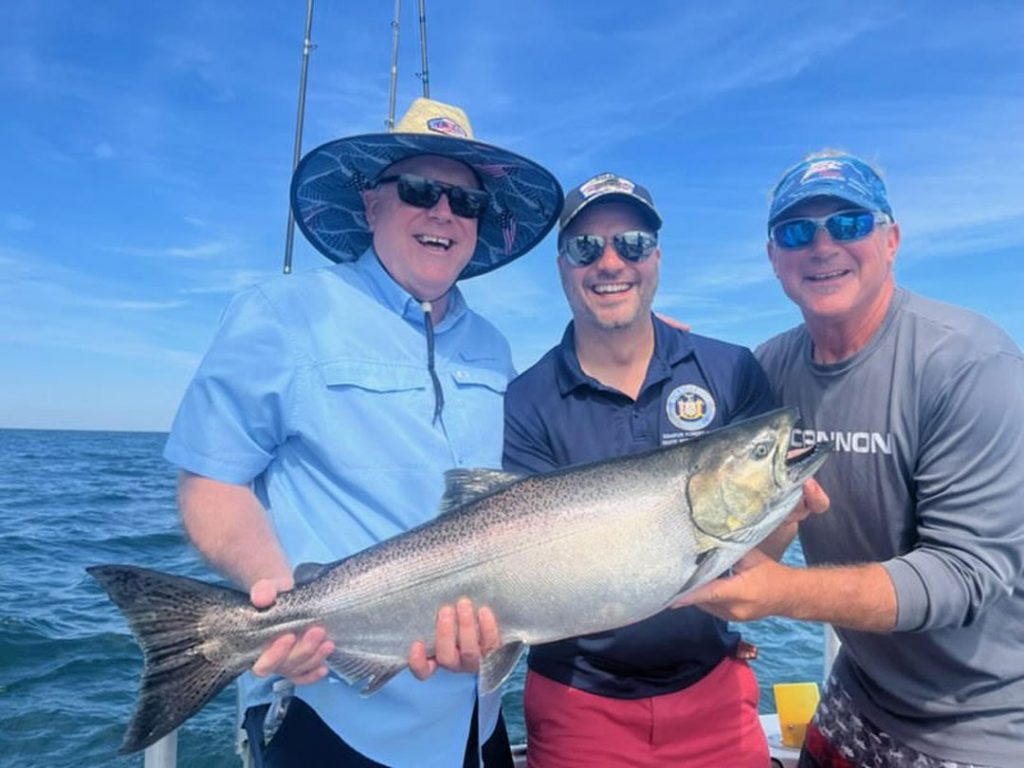 Senators Rob Ortt (center) and Tom O'Mara